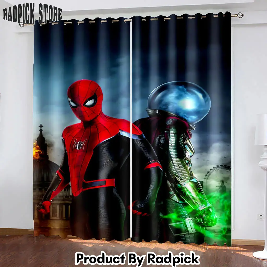 Spiderman curtains cosplay blackout window treatments drapesfor room decor  rp137